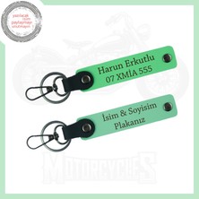 Miaju Yeşil-Fıstık Yeşil, Kişiye Özel Üretilen, Motorcu Ruhunu Yansıtan, Şık Anahtarlık İsme Özel Plaka