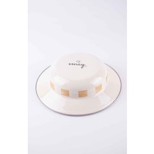 Beige Emaye Çukur Makarna ve Salata Tabağı