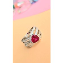 Ithal Yakut Üçgen Baget Vıp Gümüş Yüzük