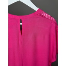 Jm V Yaka Düğmeli Pembe Triko
