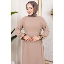 MecModest Yanları Bağcıklı Elbise Vizon