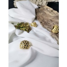 Luna Jewelry Kadın Gold Renk Majestic Gold Oval Desenli 316 L Çelik Ayarlanabilir Yüzük