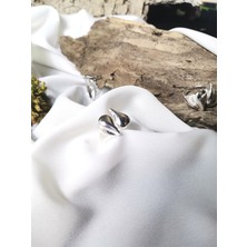 Luna Jewelry Kadın Gümüş Renk Damla Model 316 L Çelik Ayarlanabilir Yüzük