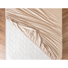 Madame Coco Ciel King Size %100 Pamuk Lastikli Saten Çarşaf - Bej