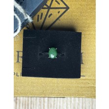 Pure Gem Yeşim Doğal Taş Yüzük Gümüş Kaplama Ayarlanabilir Yay, Balık, Boğa Burçları ile Uyumlu