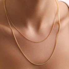 Bayar Gold 14 Ayar Altın Doç ve Palmiye Kombin Zincir Kolye