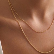 Bayar Gold 14 Ayar Altın Doç ve Palmiye Kombin Zincir Kolye