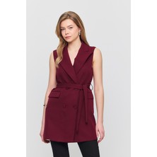 Rays 6981 Kemerli Dört Düğme Yelek Bordo