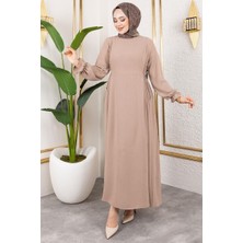 MecModest Yanları Bağcıklı Elbise Vizon