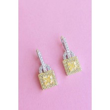 Ithal Çift Kare Buz Kesim Gümüş Küpe