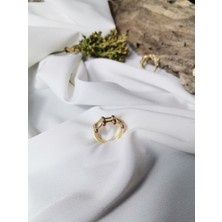 Luna Jewelry Kadın Gold Renk Leyla Jessica Model Zirkon Taşlı Ayarlanabilir Yüzük