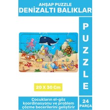Wintoup Eğlenceli Eğitici Görsel Algı Problem Çözme Becerisi Çocuk Puzzle 24 Parça Denizaltı Balıklar