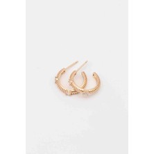 Glare Jewellery 2'li Taş Düz Çizgi Model Vipcrodyum Küpe