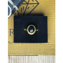 Pure Gem Siyah Yıldız Taşı Doğal Taş Yüzük Altın Kaplama Ayarlanabilir Yengeç,kova, Oğlak Burçları ile Uyumlu