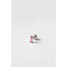 Tekli Ithal Mini Fuşya Baget Gümüş Küpe