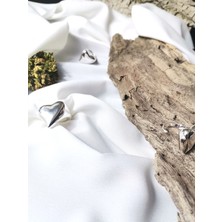 Luna Jewelry Kadın Gümüş Renk Heartbeat 316L Çelik Ayarlanabilir Yüzük
