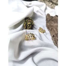 Luna Jewelry Kadın Gold Renk Chain Link 316L Çelik Ayarlanabilir Yüzük