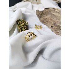 Luna Jewelry Kadın Gold Renk Chain Link 316L Çelik Ayarlanabilir Yüzük