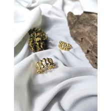 Luna Jewelry Kadın Gold Renk Chain Link 316L Çelik Ayarlanabilir Yüzük