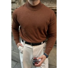 Erkek Yünlü Normal Kalıp Yarım Balıkçı Yaka Triko Kazak