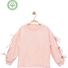Kız Çocuk %100 Pamuk Fiyonklu Pembe Sweatshirt - Günlük ve Şık Stil