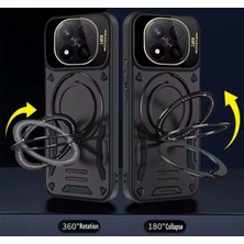 M.tk moveteck Xiaomi Redmi Note 14 Pro Plus Kılıf Magsafe Dönebilen Halkalı Standlı Gold Detaylı Kamera Lensli Korumalı Military Tank Kapak