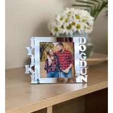 Giftmoda İyiki Doğdun Fotoğraf Standlı Mdf Çerçeve Gümüş