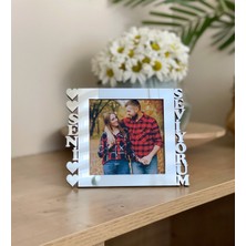 Giftmoda Seni Seviyorum Fotoğraf Standlı Mdf Çerçeve Gümüş