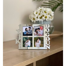 Giftmoda İyiki Doğdun 4 Fotoğraf Standlı Mdf Çerçeve Gümüş