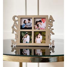 Giftmoda Canım Aşkım 4 Fotoğraf Standlı Mdf Çerçeve Gümüş