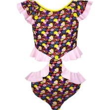 Look Me Örgü Desenli Fırfırlı Cut-Out Kız Çocuk Mayo By Nessi Byrd