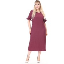 Yazlık Kısa Kol Esnek Büyük Beden Elbise 25A-2657