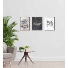 Giftmoda Mermer Motto Tasarım Duvar Panosu 3'lü Set
