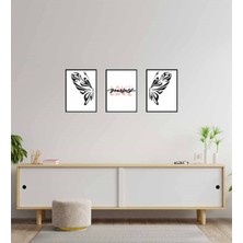 Giftmoda Kelebek Motto Tasarım Duvar Panosu 3'lü Set