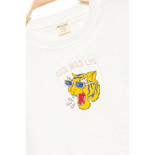 Erkek Çocuk %100 Pamuk Baskılı Ekru Sweatshirt - Spor Çocuk Giyim