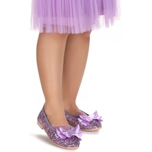 Kiko Kids Panı Fiyonk Lastikli Kız Çocuk Babet Ayakkabı Lila
