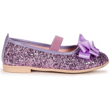 Kiko Kids Panı Fiyonk Lastikli Kız Çocuk Babet Ayakkabı Lila