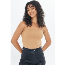 Amida Somon Kadın Ince Ip Askılı Basic Crop Atlet -2466