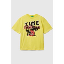 United Colors Of Benetton Baskılı Oversize Fit Pamuklu Bisiklet Yaka T Shirt Erkek Çocuk T Shirt 3ı1xc10o4