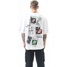 Respire Erkek Low Vision Nakışlı Oversize T-Shirt Beyaz