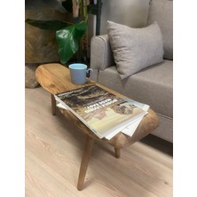 Kastawoods 2180047 Ceviz El Yapımı Kütük Orta Sehpa 90 x 32, Yükseklik:47