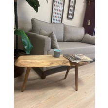 Kastawoods 2180047 Ceviz El Yapımı Kütük Orta Sehpa 90 x 32, Yükseklik:47