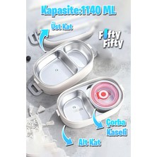 Vagonlife Lunchbox 1140 ml 2 Kat Paslanmaz Çelik Çorba Kaseli Bento Lunch Box Yeni Nesil Sefer Tası -FFLBOX10403