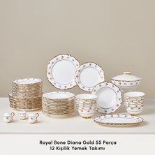Karaca Royal Bone Diana 55 Parça 12 Kişilik Yemek Takımı Gold
