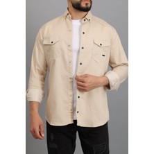 Erkek Slim Fit Dar Kalıp Likralı Kot Gömlek