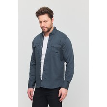 Erkek Slim Fit Dar Kalıp Likralı Kot Gömlek