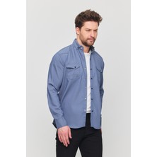 Erkek Slim Fit Dar Kalıp Likralı Kot Gömlek
