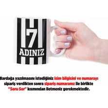 Yelkovan Tasarım Kişiye Özel Siyah Beyaz Kartal-Forma Taraftar Baskılı Porselen Kupa Bardak