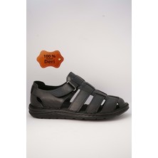 Kristal KR.100 Anatomik Taban Önü Kapalı  Deri Erkek Sandalet