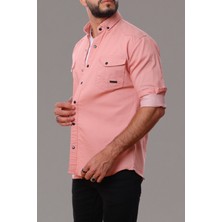 Erkek Slim Fit Dar Kalıp Likralı Kot Gömlek